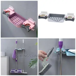 Mop Holder Brush Storage Rack Soap Dish Mounted Organizer