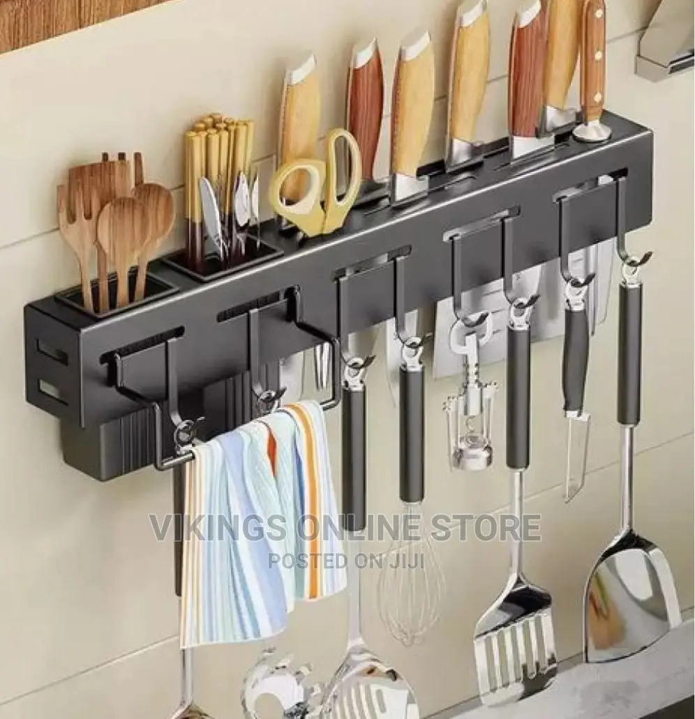 Wall Mount Knife Holder Towel Hanger Storage Rack