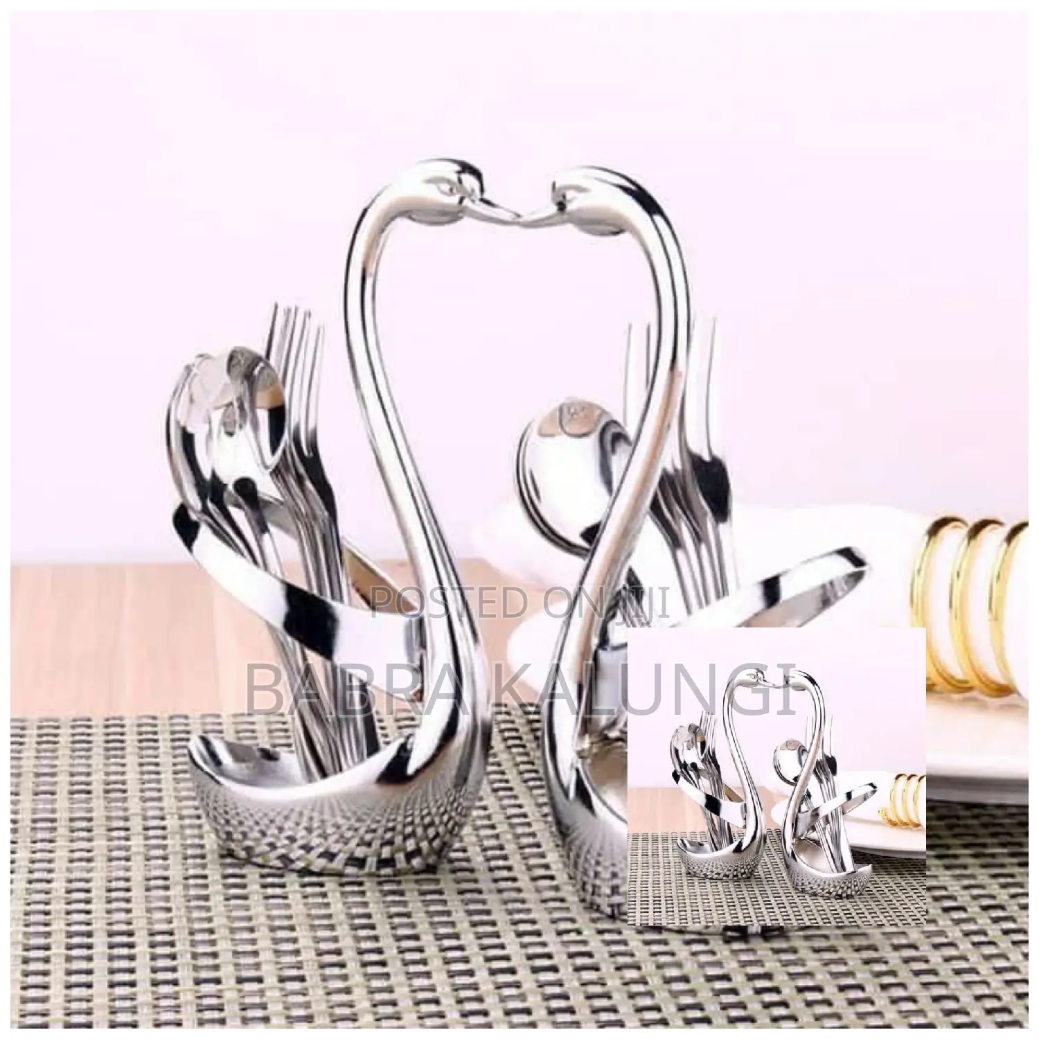 Swan Spoon and Fork Holder