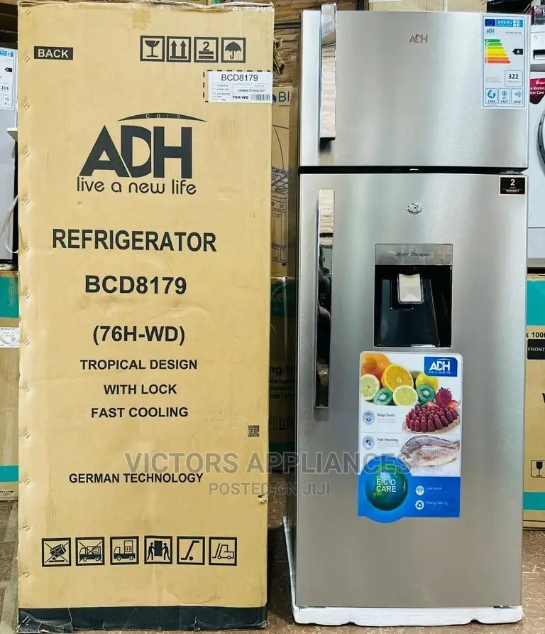 Adh 270L Double Door Refrigerator With Water Dispenser