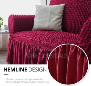 3:2:1 Wine Red Six Seater Elastic Sofa Covers