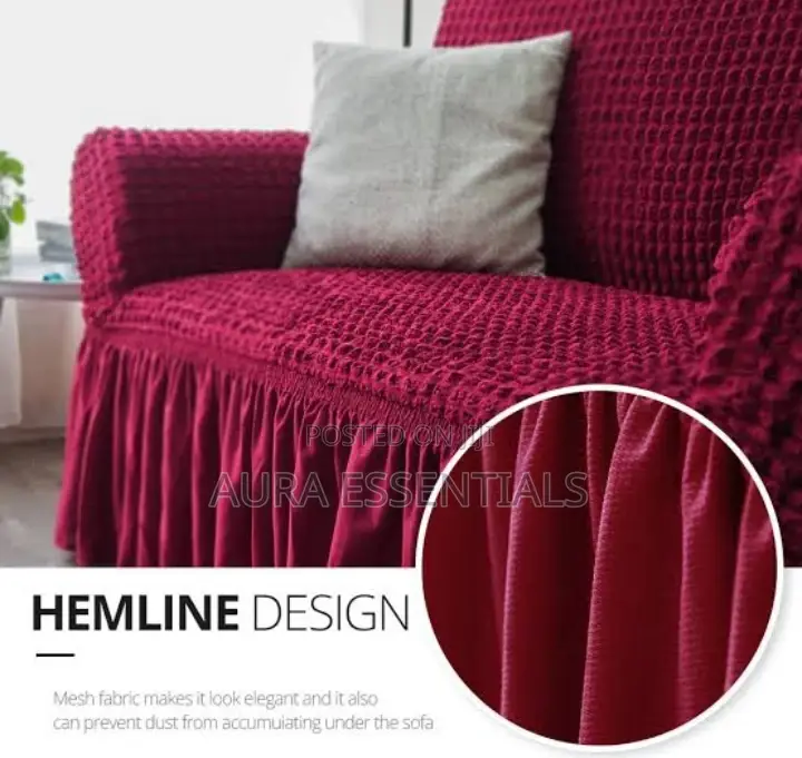 3:2:1 Wine Red Six Seater Elastic Sofa Covers