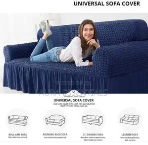 3:2:1 Navy Blue Six Seater Elastic Sofa Cover