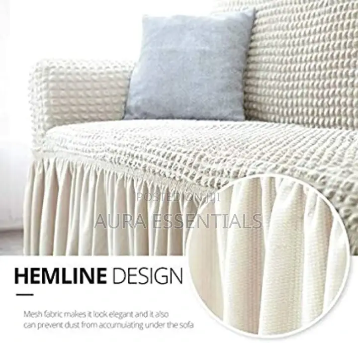 3:1:1 Ivory Five Seater Elastic Sofa Cover