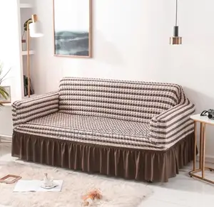 3:1:1 Fiver Seater Double Khaki Elastic Sofa Cover