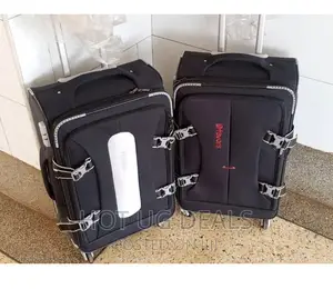 Medium Size Faux Leather Suitcase- Black