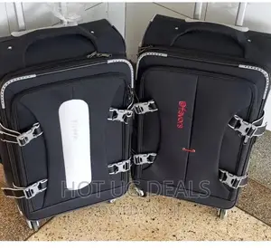 Medium Size Faux Leather Suitcase- Black