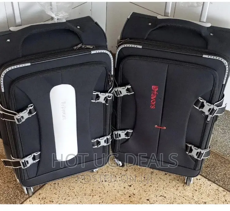 Medium Size Faux Leather Suitcase- Black