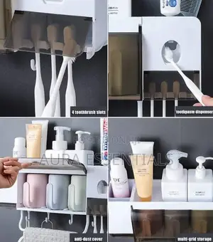 Toothpaste Dispenser and Toothbrush Holder