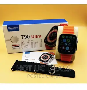 T90 Ultra Mini Smart Watch With Two Straps - Black/ Orange