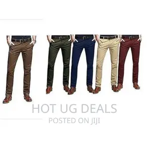 5 Pack of Men’S Khaki Stretcher Trousers - Multicolor