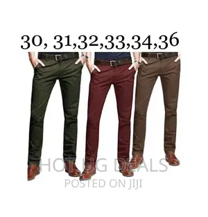 Pack of 3pcs Men’S Khaki Trousers- Green,Maroon,Coffee Brown