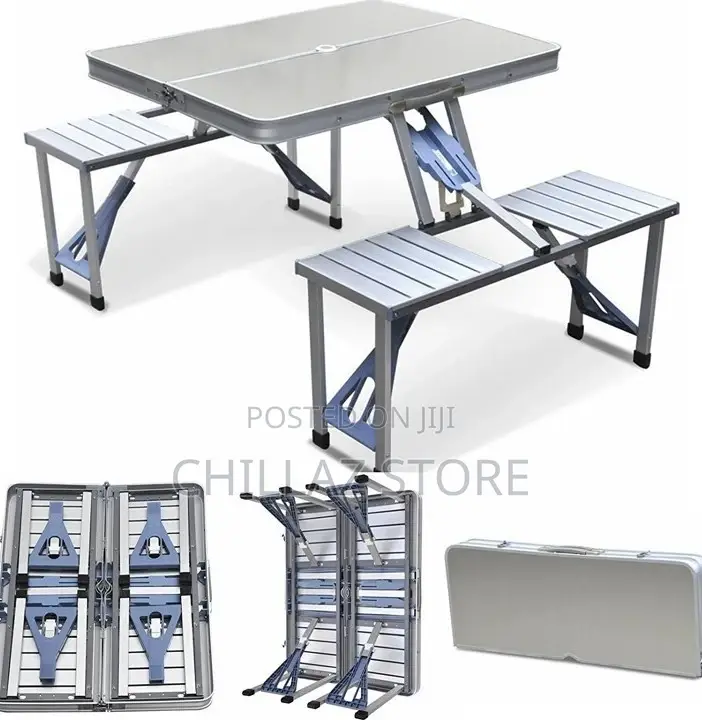 Foldable Picnic Table and Stool Set.
