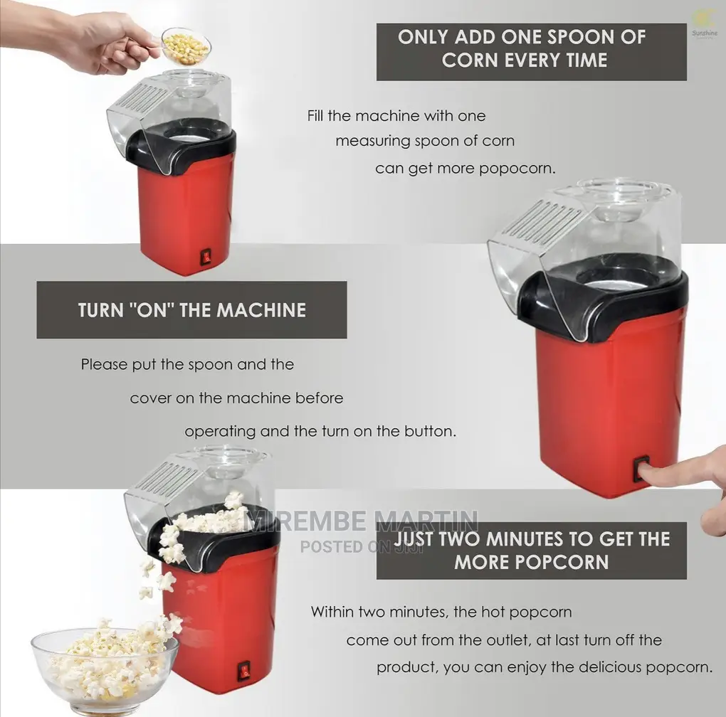 Portable Hot Air Popcorn Maker