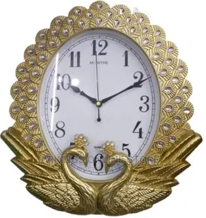 Silent Non Ticking Peacock Stylish Wall Clock – Gold