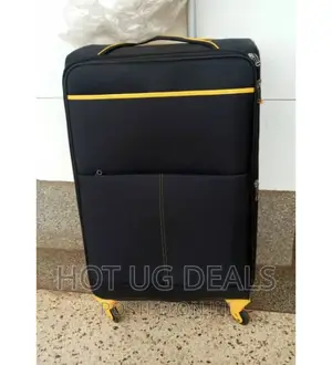 Large Size Faux Leather Suitcase- Black