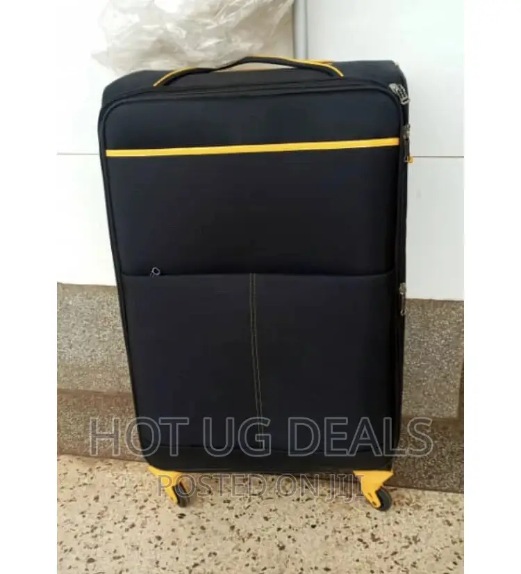 Large Size Faux Leather Suitcase- Black