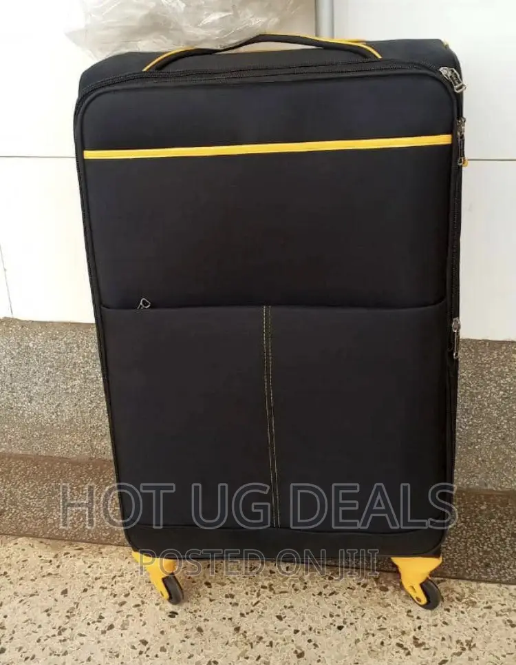 Large Size Faux Leather Suitcase- Black