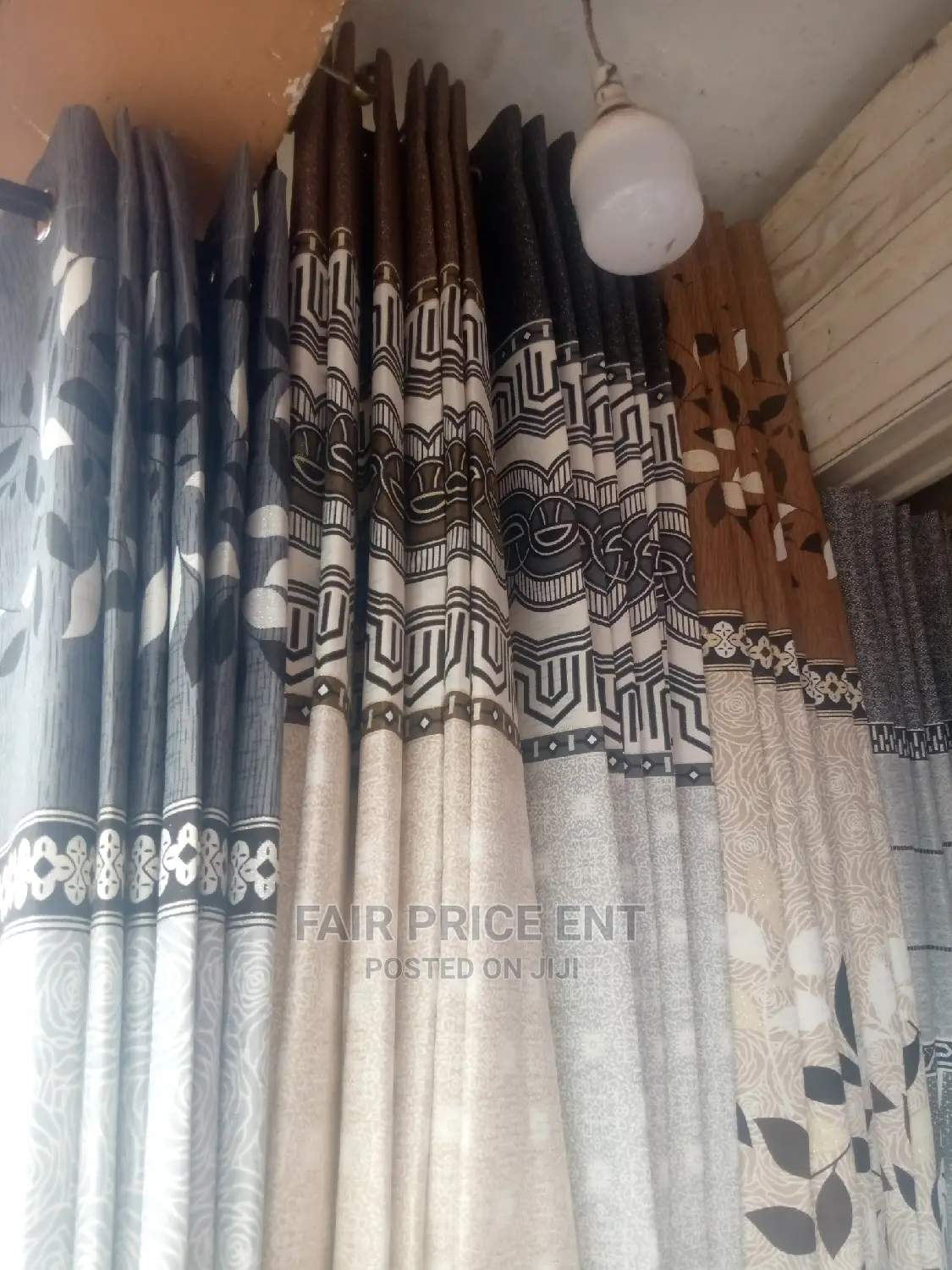 Already Made Ring Curtains 3x2 Metres.( Cream and Brown)