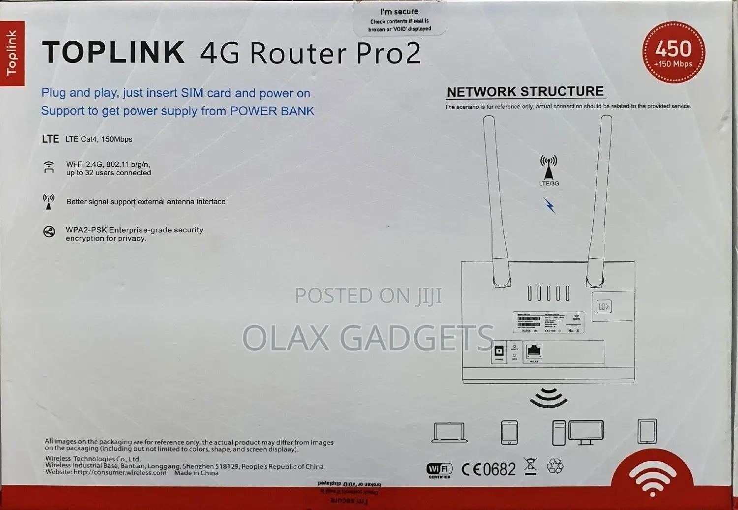 Toplink Pro 2 4G LTE 450mbps Simcard Unlocked Router