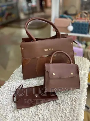 3pc Ladies Classic Handbag- Chocolate