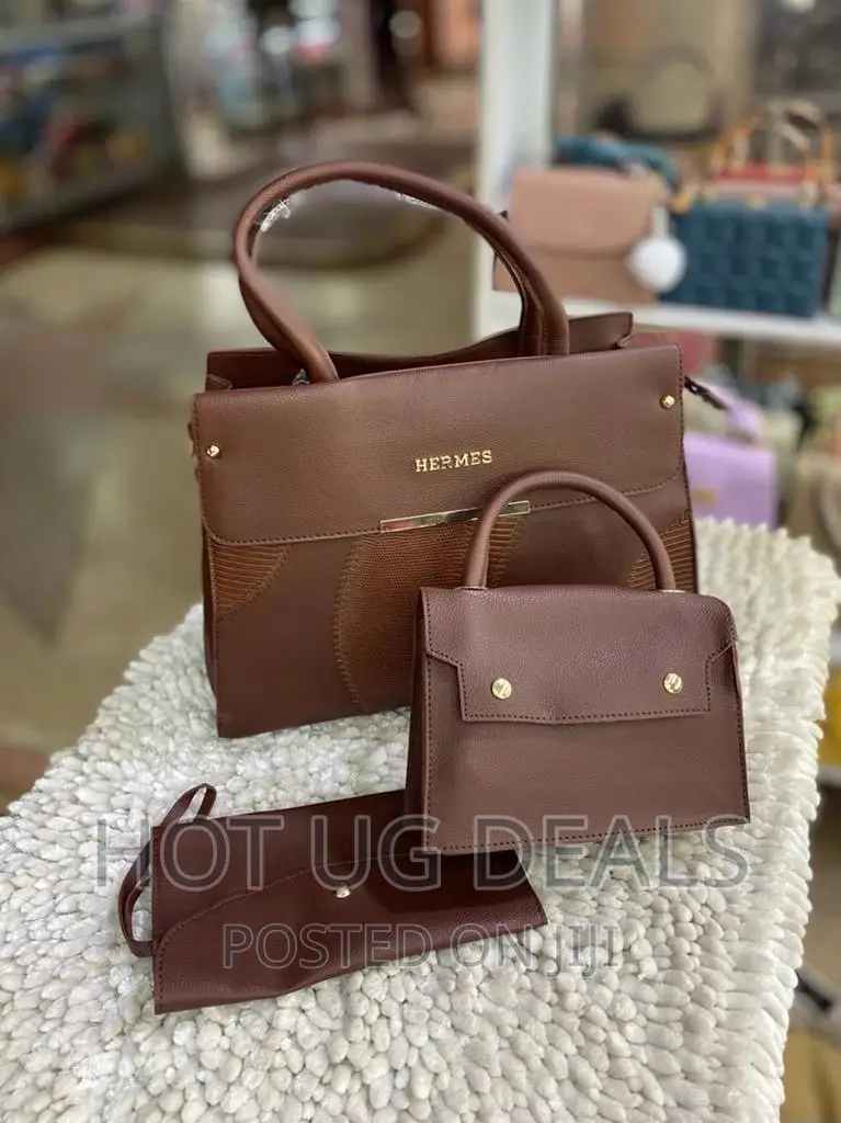 3pc Ladies Classic Handbag- Chocolate