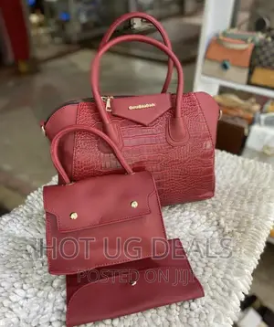 3pc Ladies Classic Handbag- Maroon