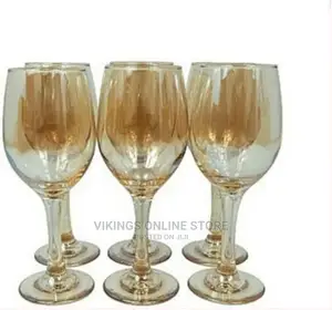 Gold Lead-Free Juice, Wine Glasses- 6 Pieces, Brown