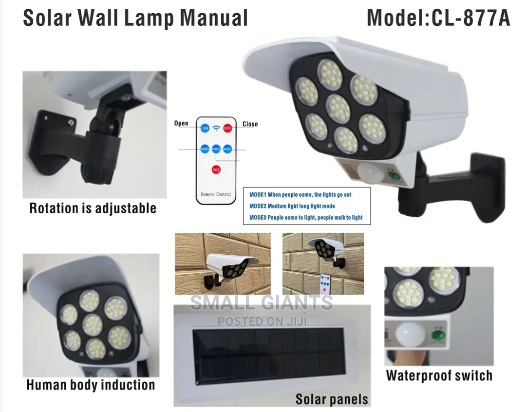 2 in 1 Solar Light Security Dummy Camera Remote LED Lamp