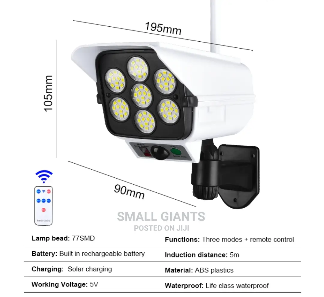 2 in 1 Solar Light Security Dummy Camera Remote LED Lamp