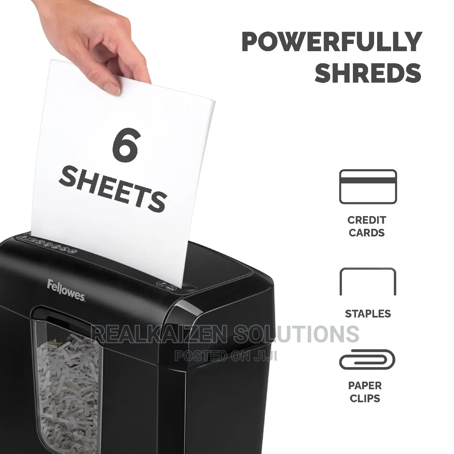 FELLOWES 11L Powershred 6-Sheet Cross Cut Paper Shredder