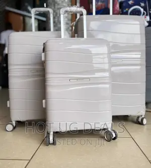 Plastic Travel Waterproof Suitcases- White/ Cream