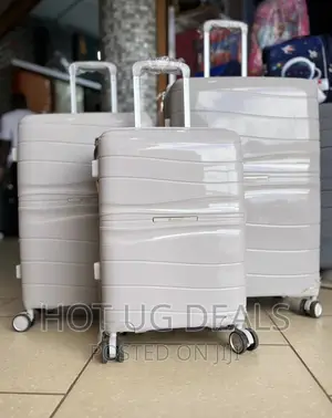 Plastic Travel Waterproof Suitcases- White/ Cream