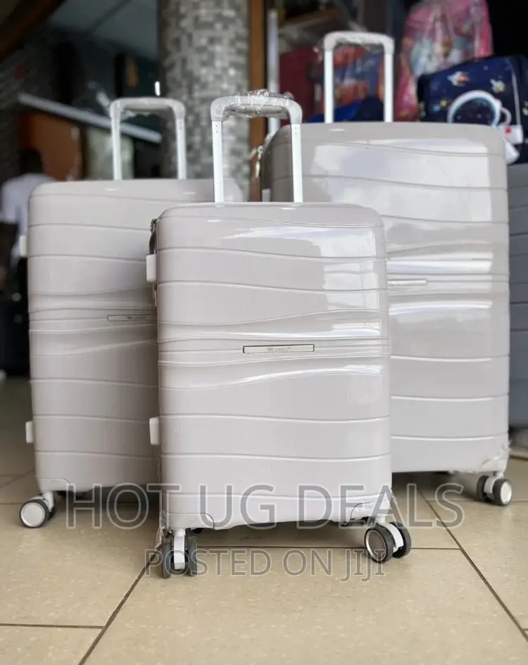 Plastic Travel Waterproof Suitcases- White/ Cream