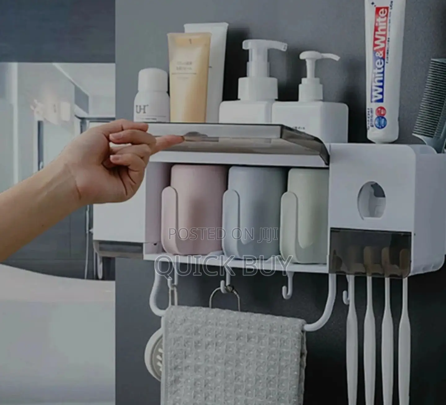Punch Free Super Bathroom Toothbrush Holder Storage Rack