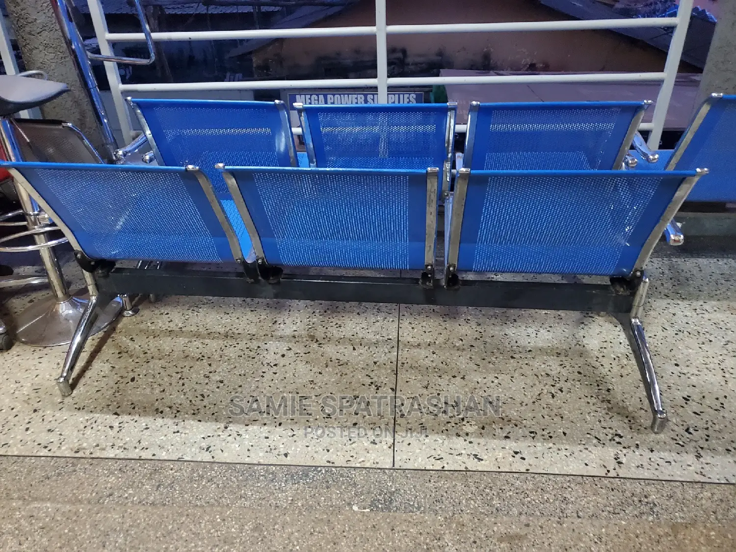 Metalic Waiting Chair Blue
