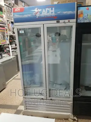 ADH 625L Glass Double Door Display Refrigerator – White