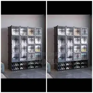Plastic Wardrobe With 4 Columns And Shoe Rack