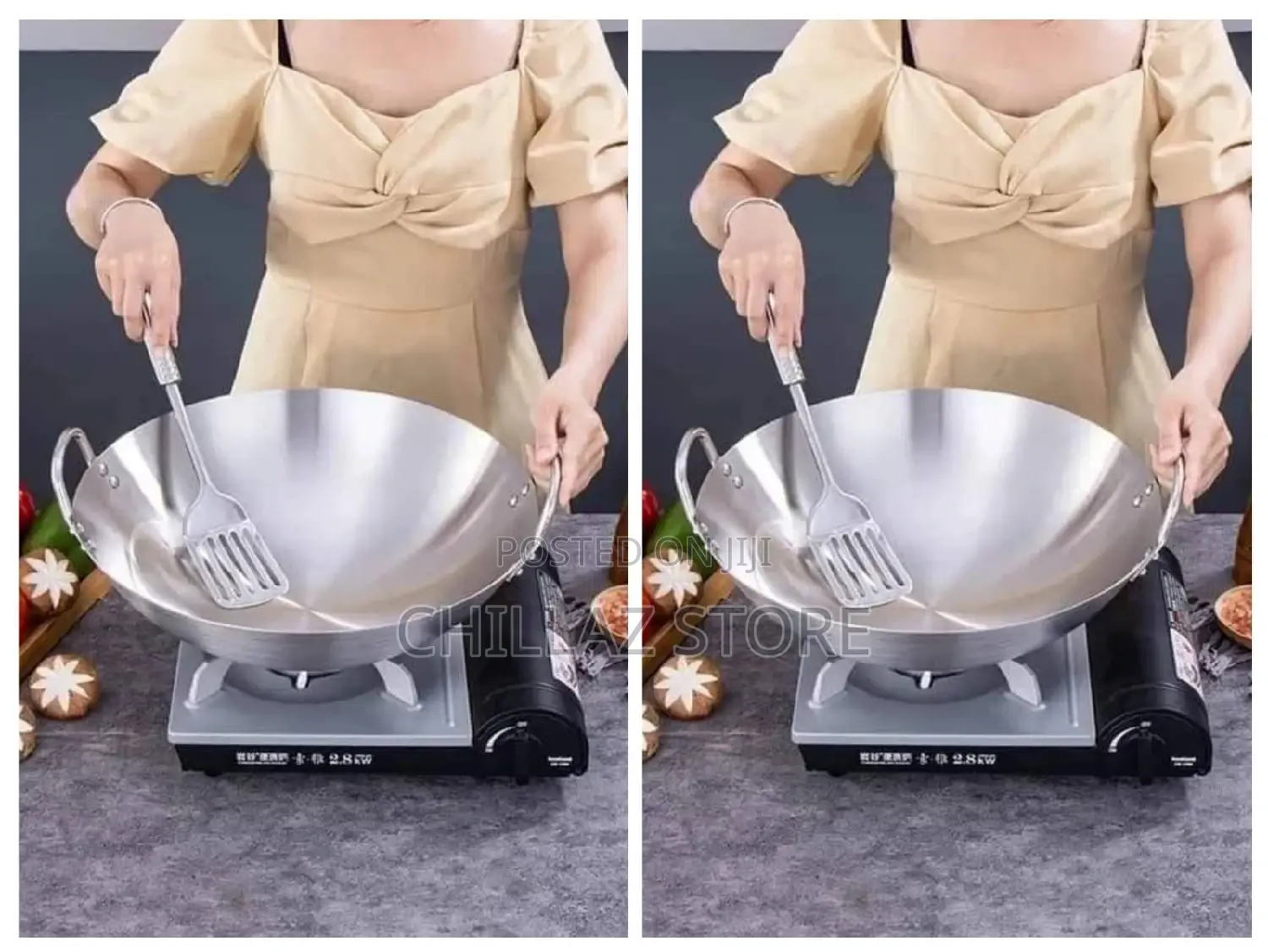 Stainless Steel Wok Frying Pan.
