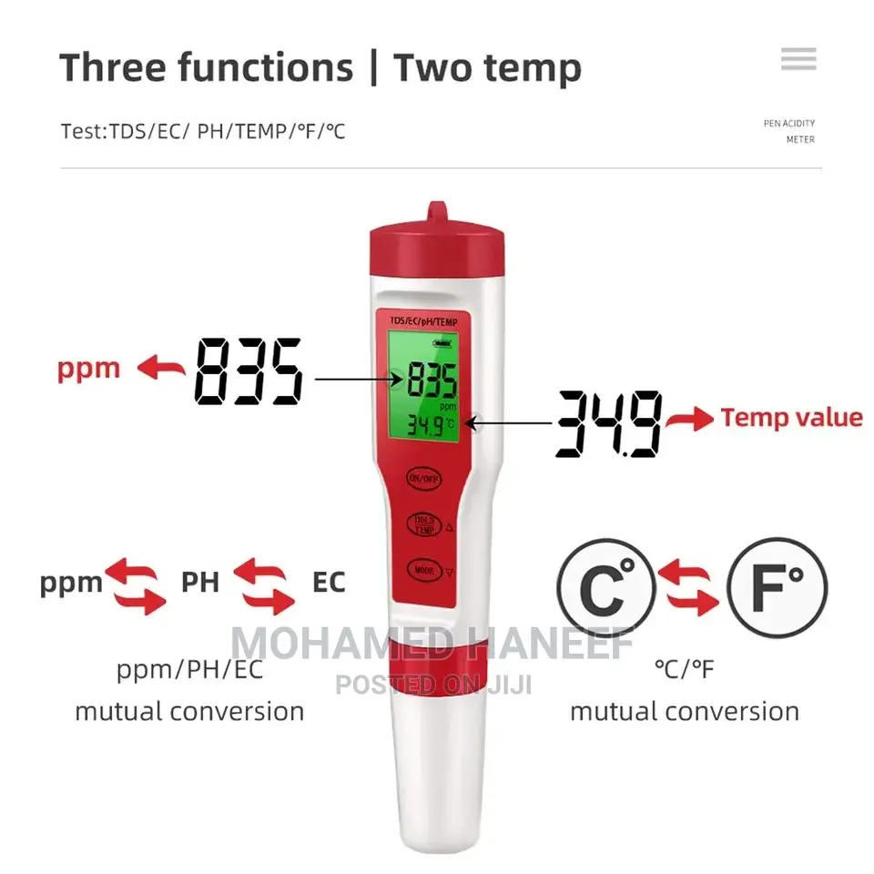 4 in 1 Multi Quality Tester PH, TDS, EC