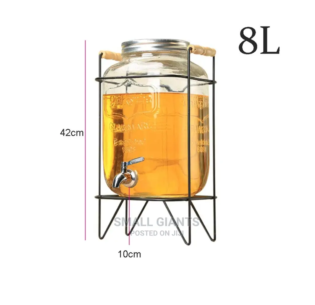 8L Glass Beverage Dispenser With Rack