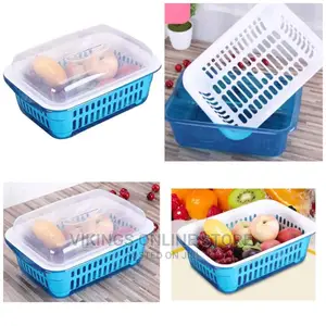 Double Layer Fruit Plate, Vegetable Basket Blue