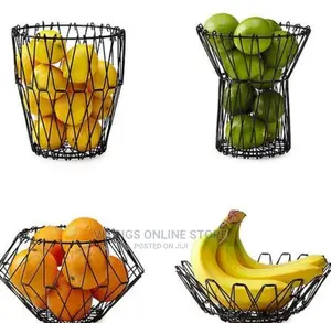 7in1 Adjustable Fruit Basket Bin Storage Organizer, Brown