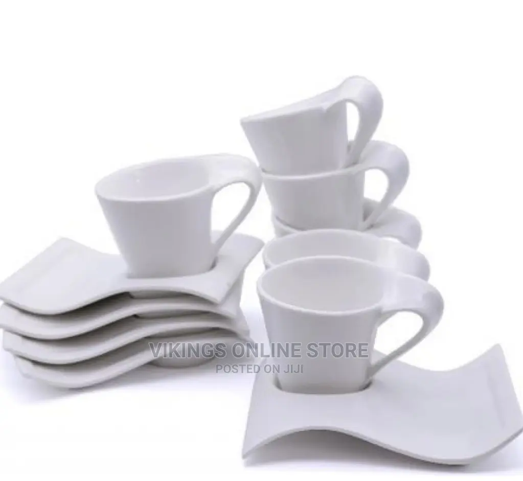 6 Pieces of Cups and 6 Saucers -White