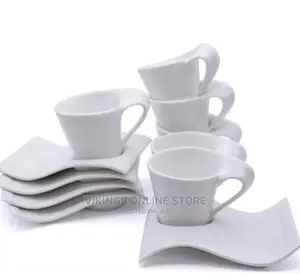 6 Pieces of Cups and 6 Saucers -White