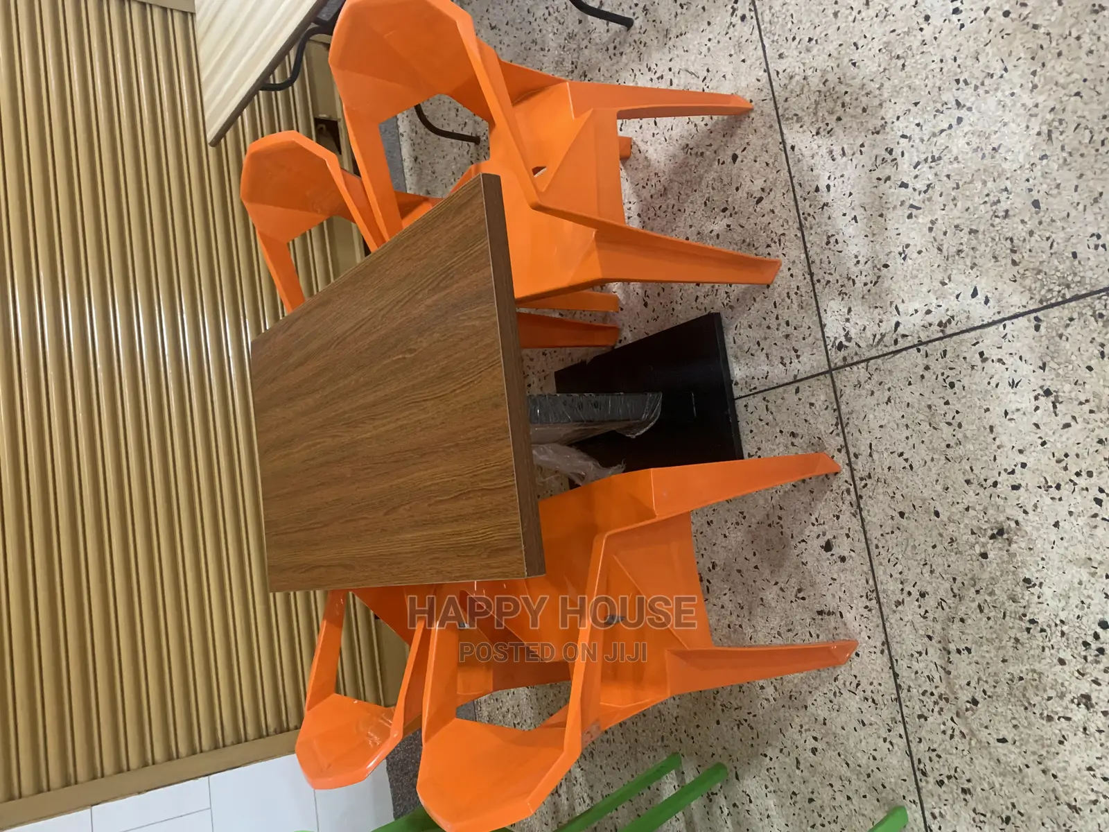 Wooden Table and 4 Plastic Chairs