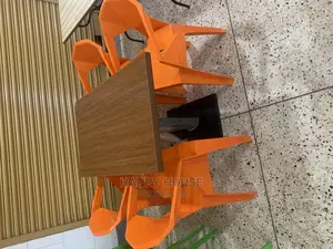 Wooden Table and 4 Plastic Chairs