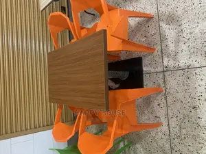 Wooden Table and 4 Plastic Chairs