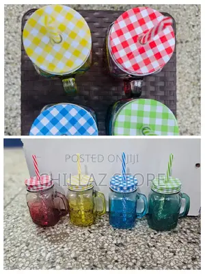 Jar Glass With Lid Straws.