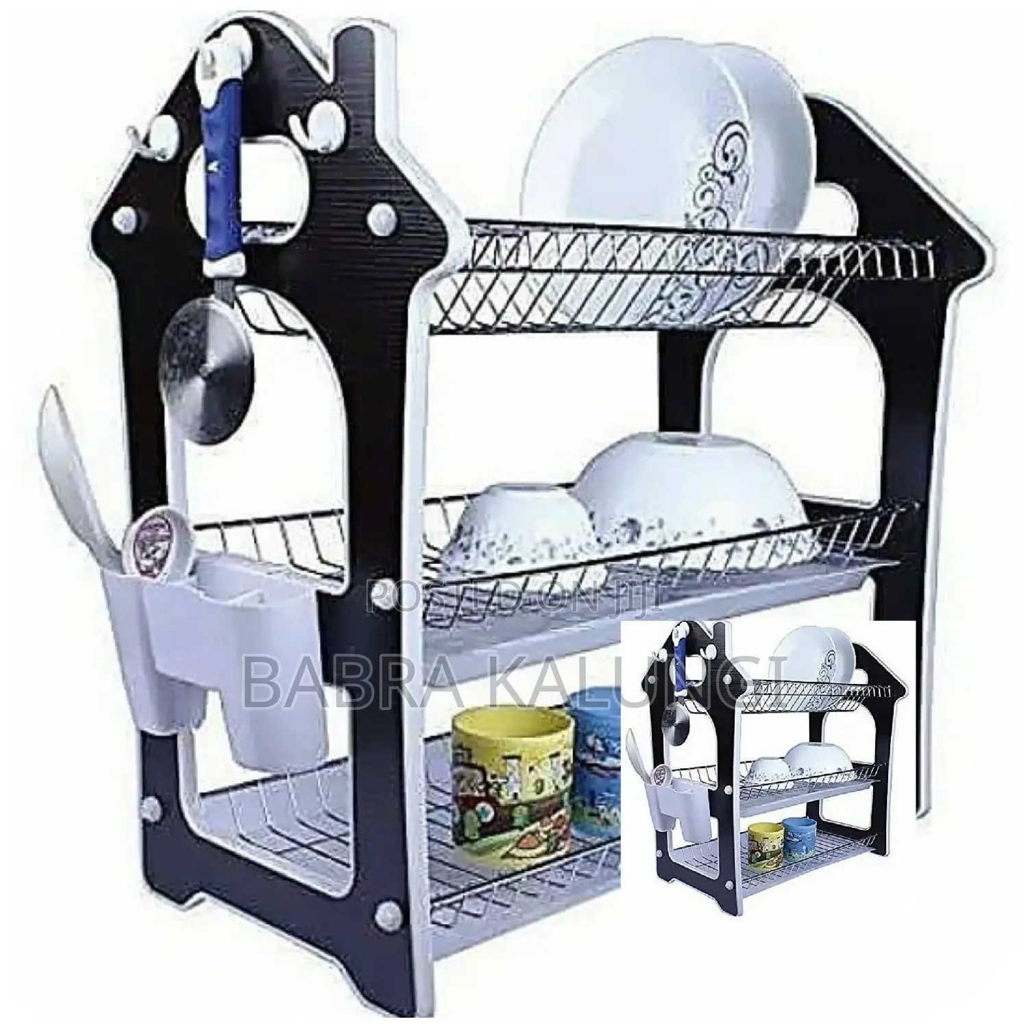 3tier Dish Draining Rack_ Black